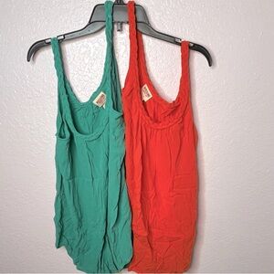 Mossimo Supply Co BUNDLE of 2 Orange/Green Woven Braided Swing Tank Top XL New!